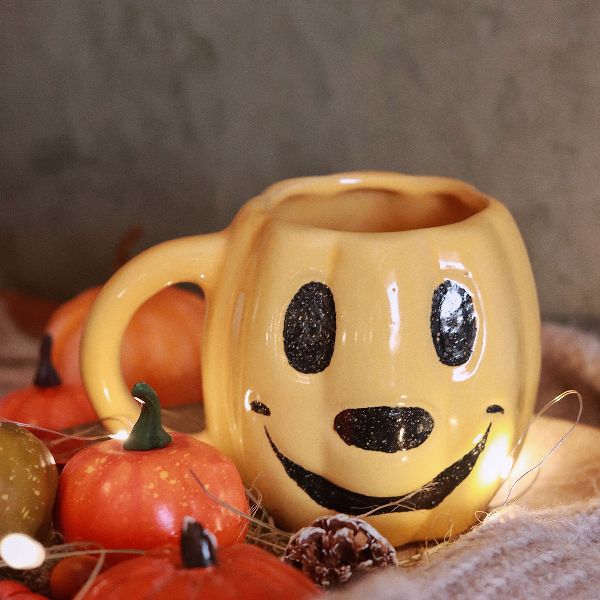 mickey pumpkin mug in yellow