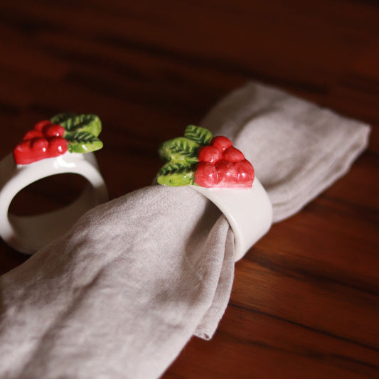 cranberry napkin rings (set of 2)